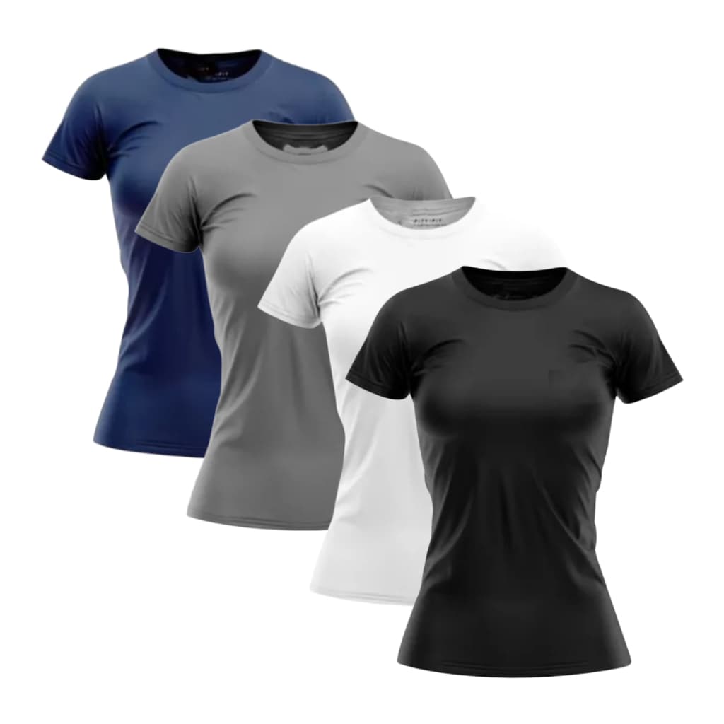 Kit 4 Camisetas Dry Fit Femininas Premium Proteção UV 50+ Lisas