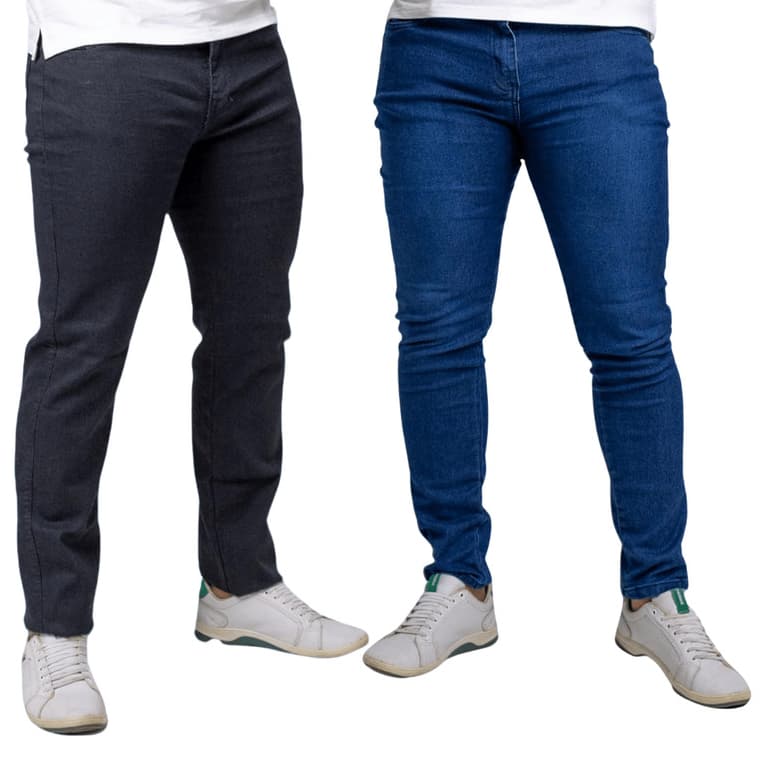 Conjunto 2 Calça Masculina Jeans Slim Lycra Elastano Premium Adulto Casual Trabalho Presente Pai