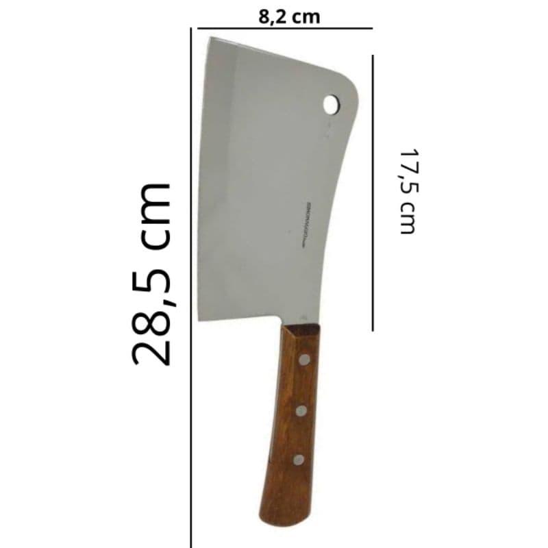 Faca Cutelo 8,5" Polegadas Artesanal Profissional - Facão Cutelo Lâmina 6mm Aço 28,5cm - Aço Manganês