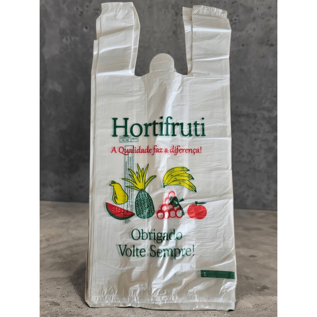 Sacola Plástica Transparente Reforçada (38x50) Hortifruti com logo Volte Sempre (Pacote C/ 400 GR)