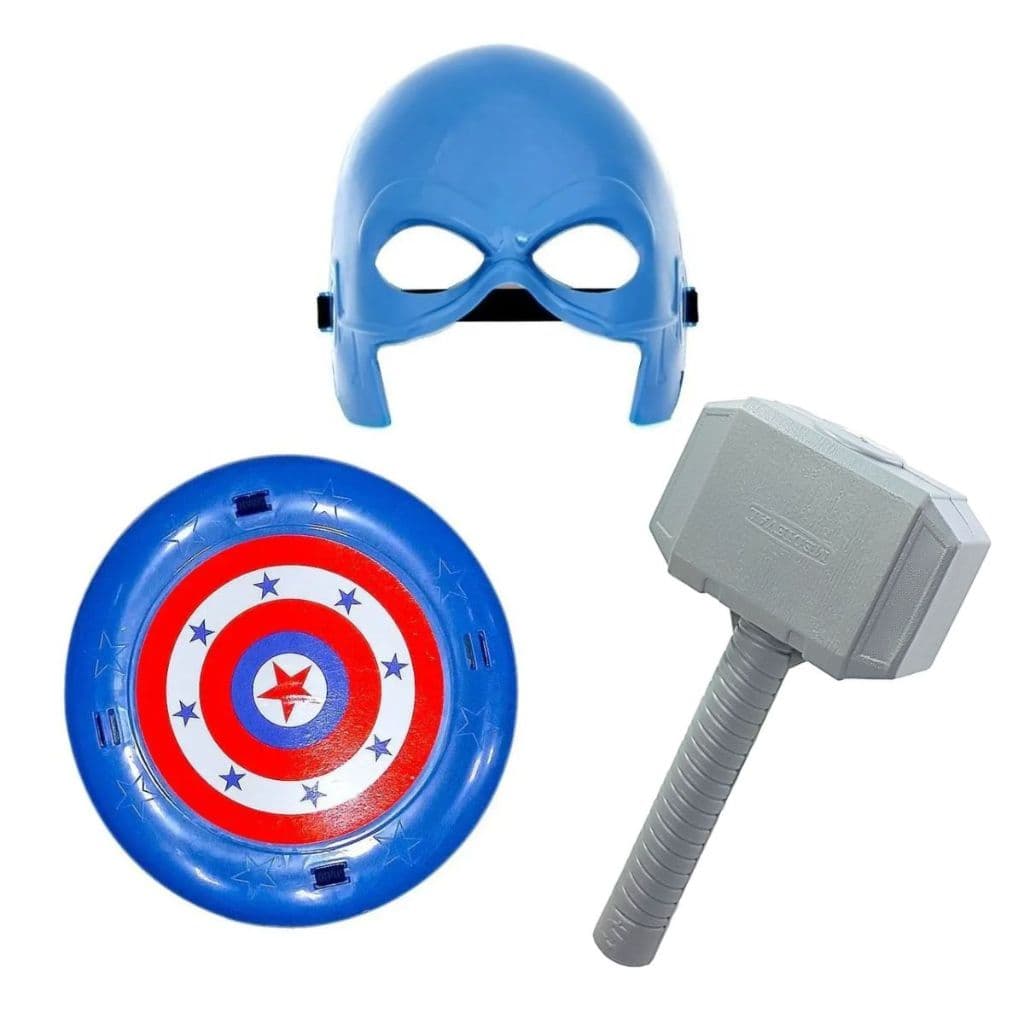 Espada Brinquedo Infantil Martelo Thor + Escudo + Mascara
