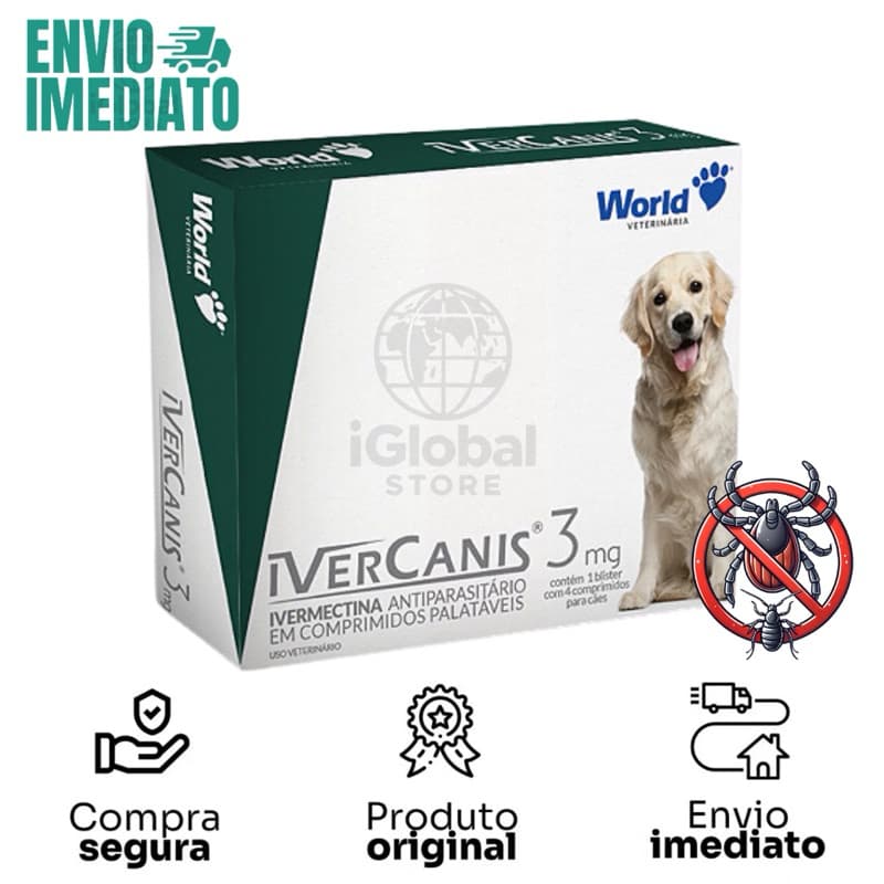 4 Comprimidos Remedio carrapato, pulgas e sarna Ivercanis C/4 Comprimidos - World envio FULL