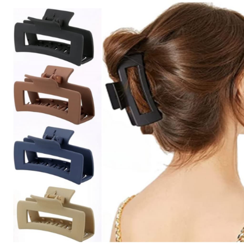 Kit C/ 4 Grampos Presilha de Cabelo Quadrado Tubarão Acesórios