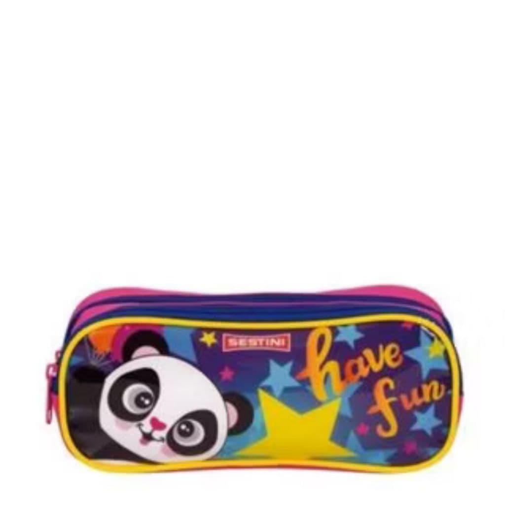 Estojo Sestini Escolar Duplo Infantil Panda Color