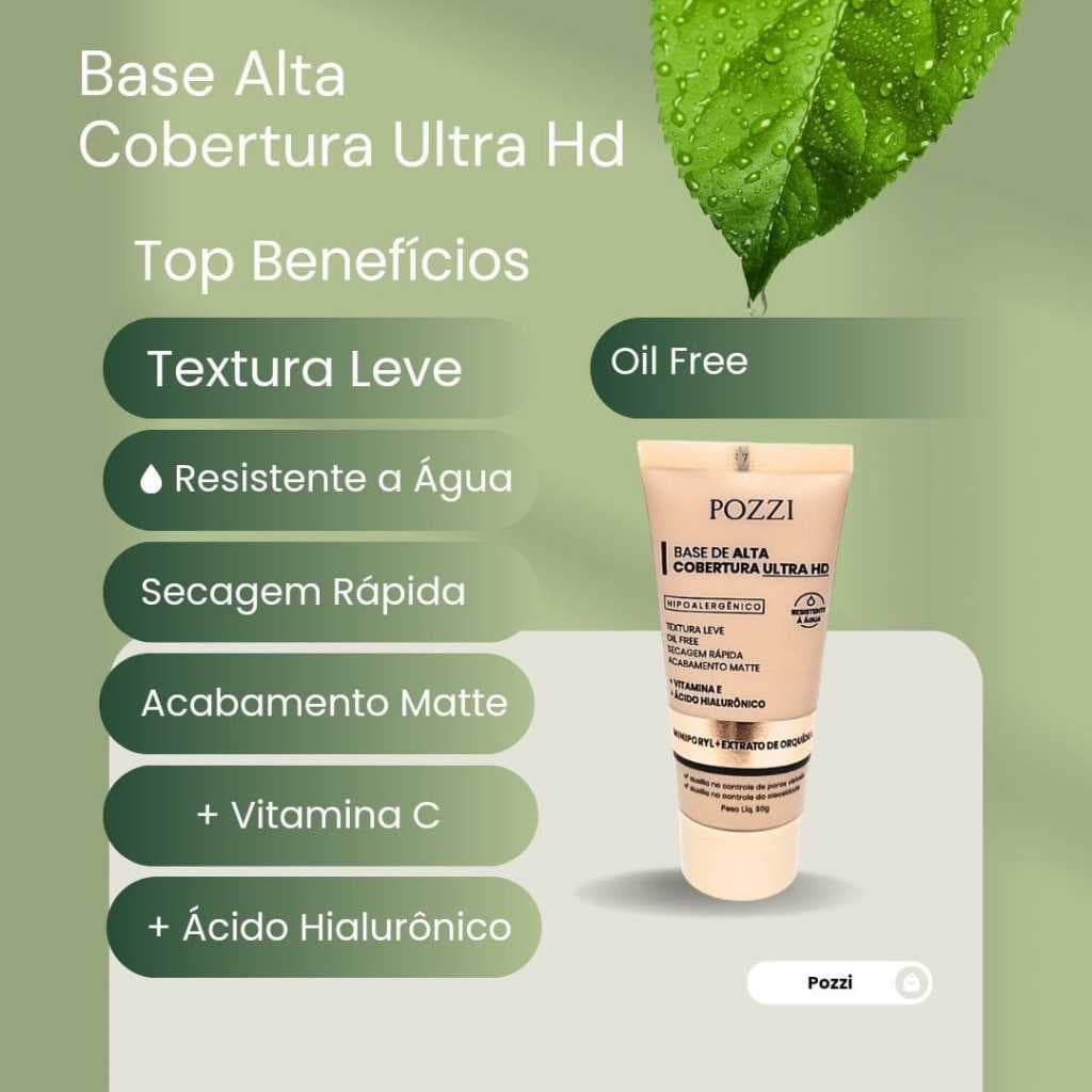 Base para Maquiagem  fluida Alta cobertura 30 ml Pozzi