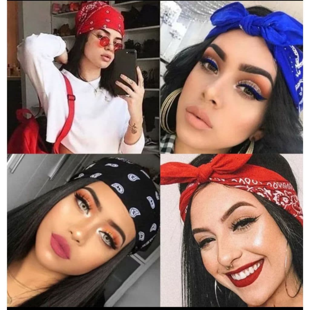 Bandana  lenço  tiara faixa cabelo bolsa unissex moda tendência