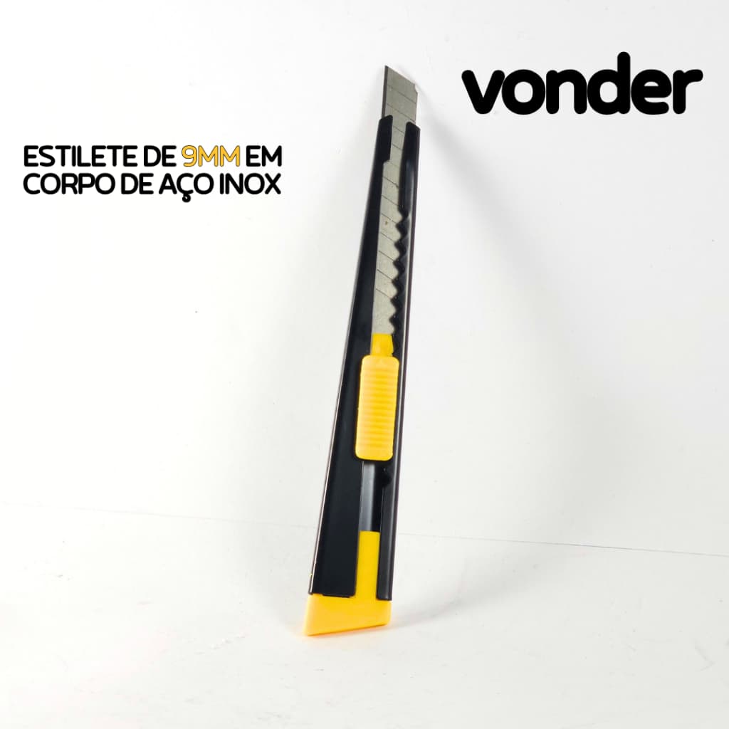 Estilete 1 e 5 Und Metal Profissional 9mm Estreito Embalagens Apl. Adesivo e Envelopamento - Vonder