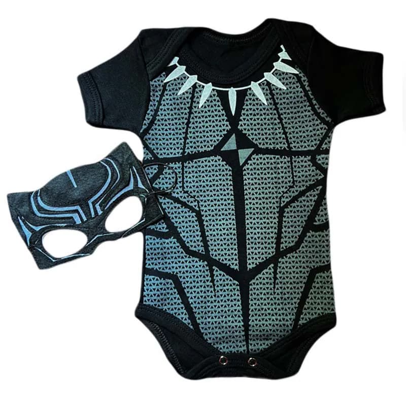 Body Temático Mesversário Bebê Pantera Negra com Touquinha