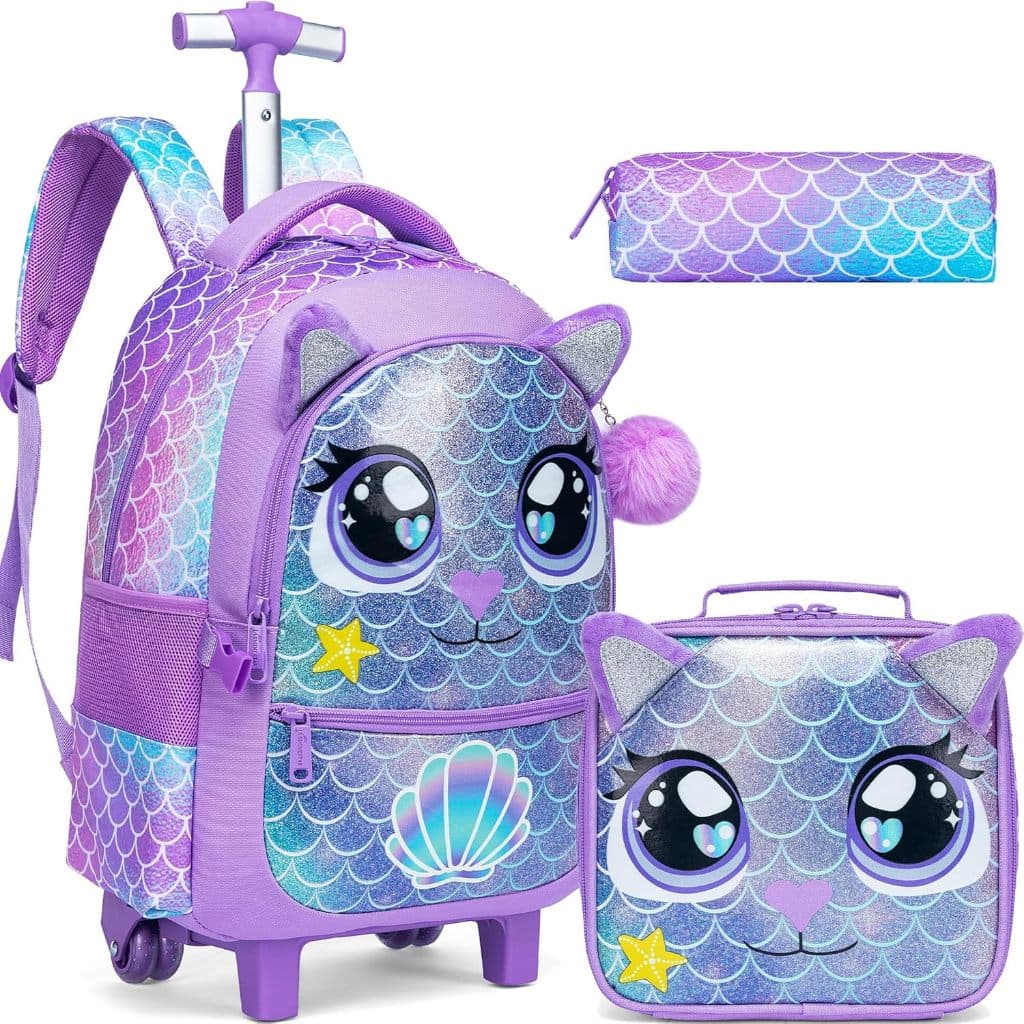 Mochila Infantil Menino Menina Escolar Mochilas Rodinha Mochila De Bordo Kit Casual Infantis Rodinhas Leopardo azul