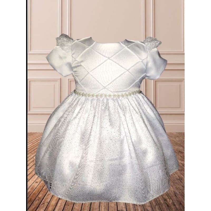 vestido bebê festa com saia de tule de brilho super confortável forrado com malha de algodão