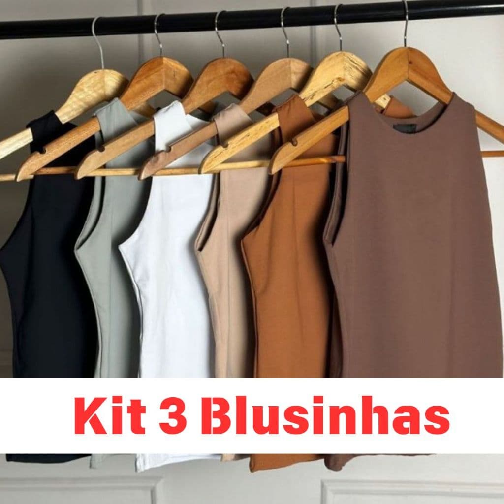 Kit 3 Regata Blusinha Feminina Suplex Duplo Básica Elegante Moda Blogueira Tendencia