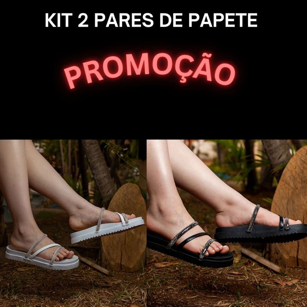 Kit 2 pares De Sandália Feminina Plataforma 3 Tiras Casual Papete Macia