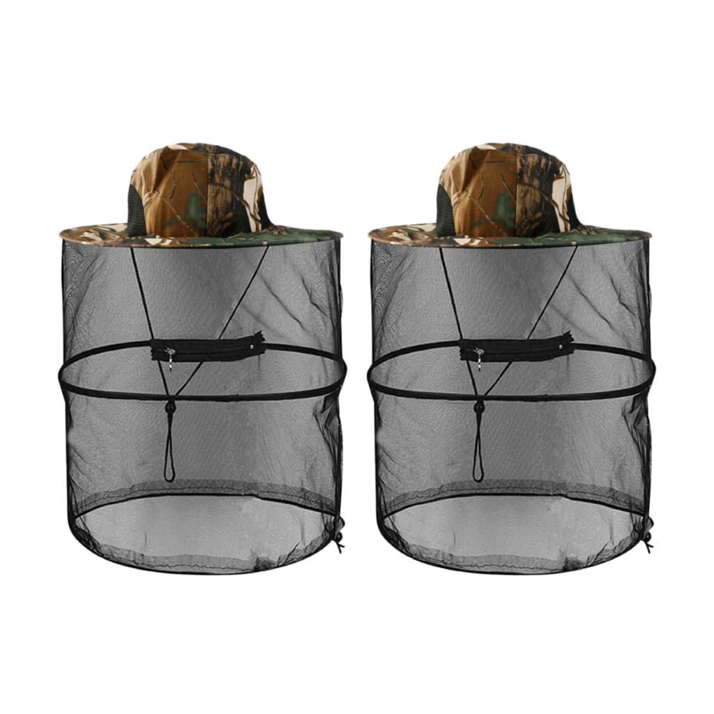 Kit 2 Chapéus Mosquiteiro Apicultor com Tela Anti Mosquito Pesca Camping Trilha Camuflado