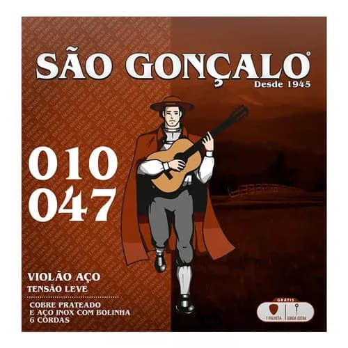 Encordoamento Violão Aço São Gonçalo Tensão Leve 010-047