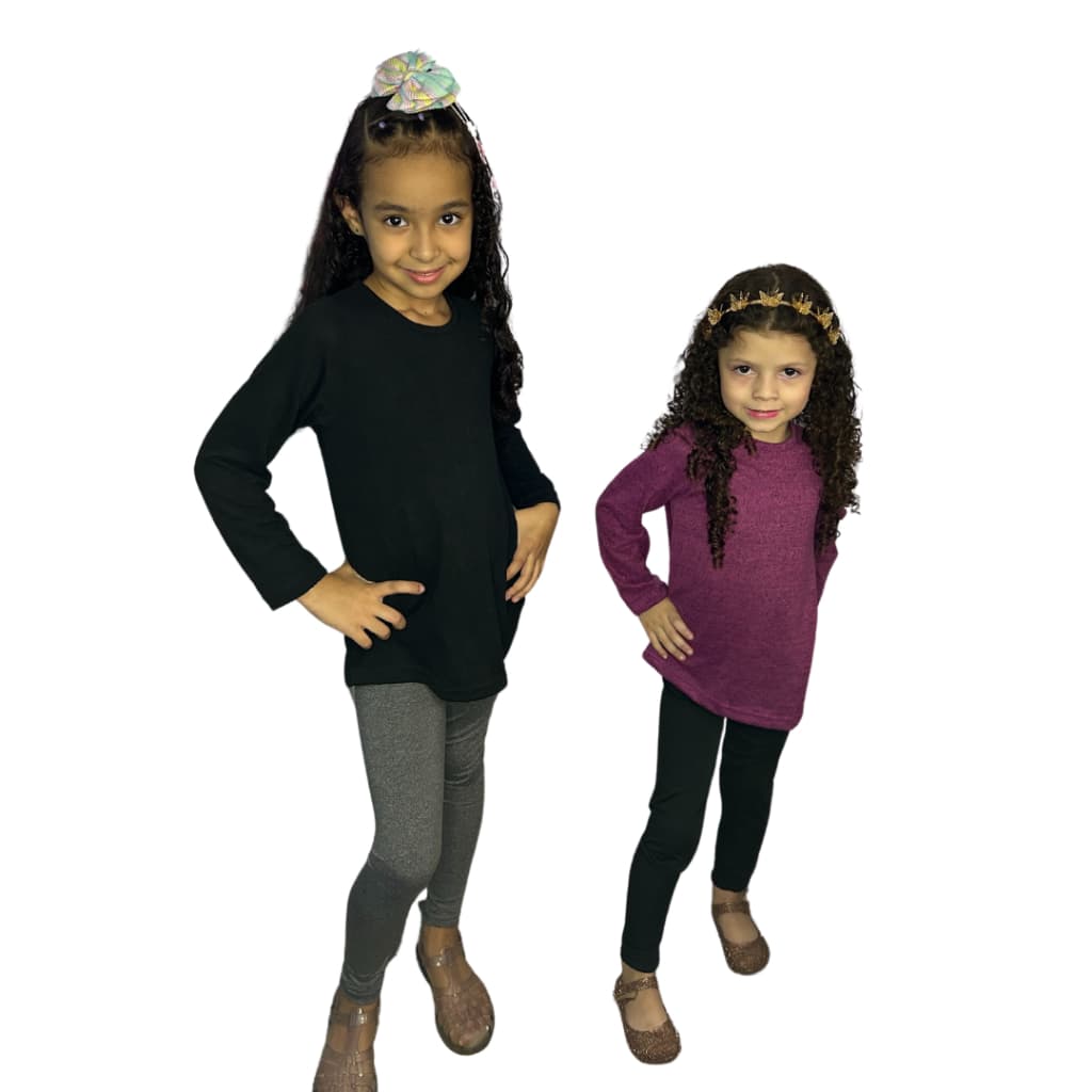 Blusa Infantil Estilo Batinha Com Manga Comprida Quentinha