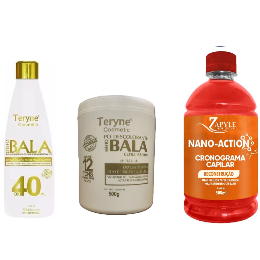 Pó bala Descolorante Teryne+ ox 40v + Nano Reconstrução