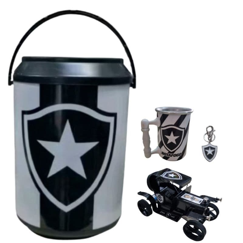 Cooler Térmico Caixa Térmica Botafogo Mais Copo Térmico Carrinho De Metal Mais Chaveiro