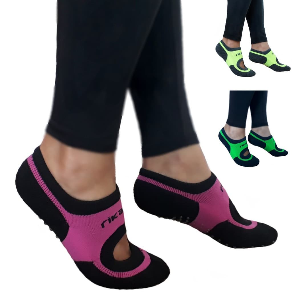 Kit 3 Pares Meia Sapatilha Pilates Fitness Sem Costura