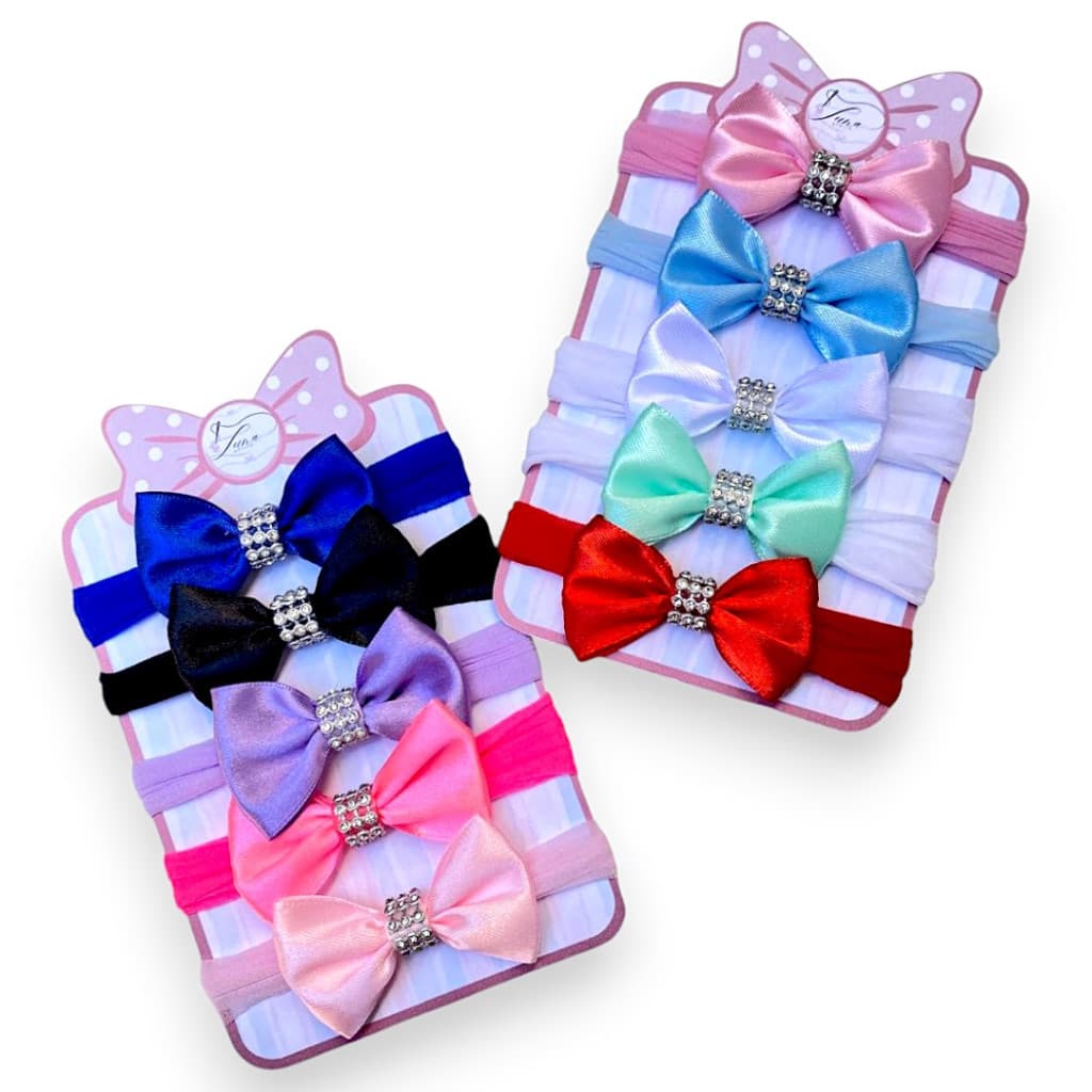 Mini laços de bebê Kit 10 Lacinhos de Bebê Cetim laços de cabelo Rn infantil Tiarinha Faixinha