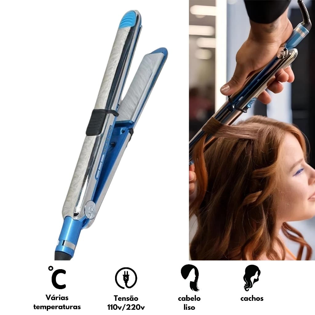 Prancha de Cabelo e Chapinha Super Nano Titanium Optima 3000 BIVOLT Profissional 465° F Su
