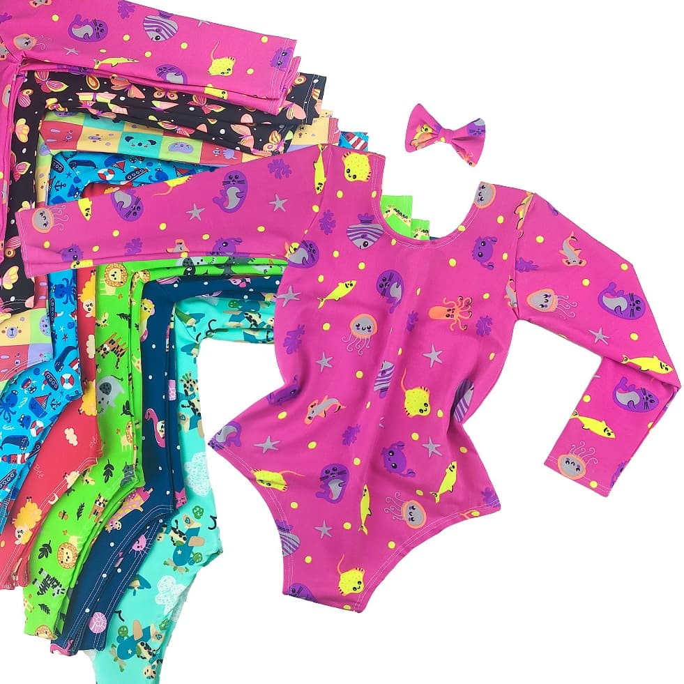 KIT 2 Maiô Body manga longa estampado infantil  bori menina suplex estampado