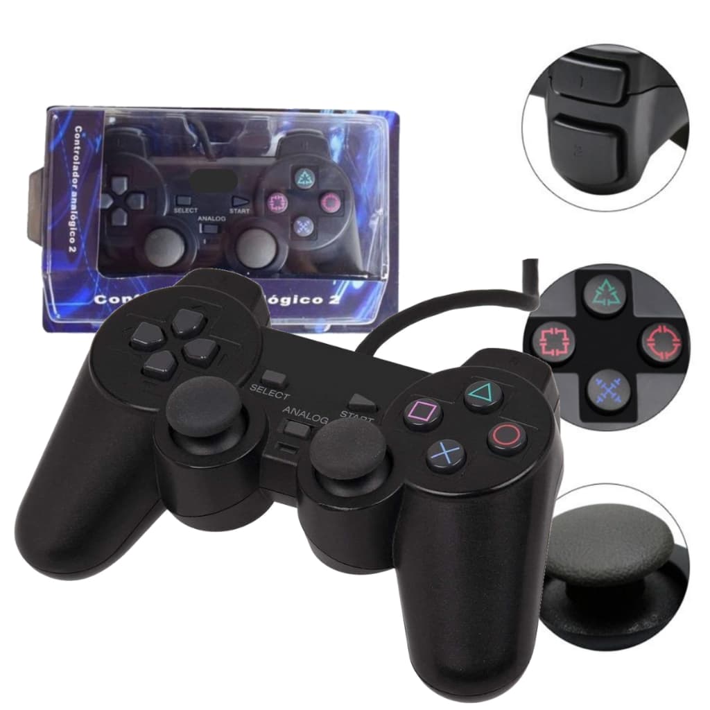 Controle para PS2 analógico Com Fio - Pronta Entrega - Envio Imediato