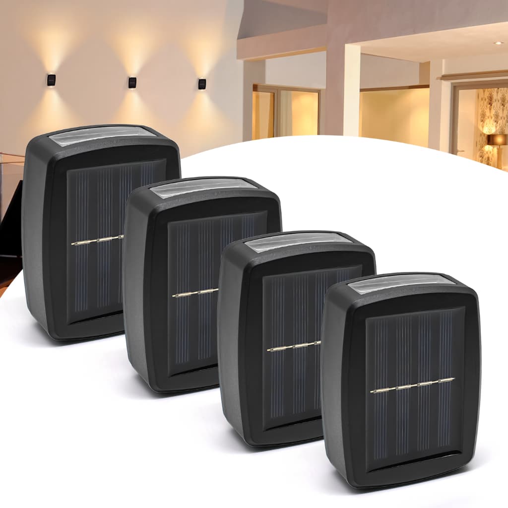 Kit 4 Luminária Arandela Solar 2 Focos Slim Uso Externo Led Para Parede Branco Quente