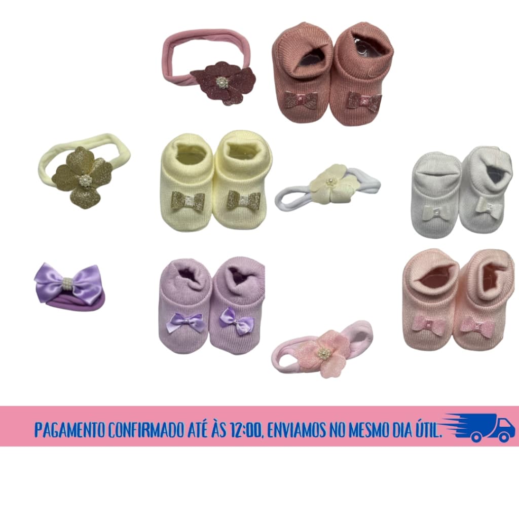 Meia Sapatinho com Lacinho para Bebês 0-7 Meses - Adorável e Confortável