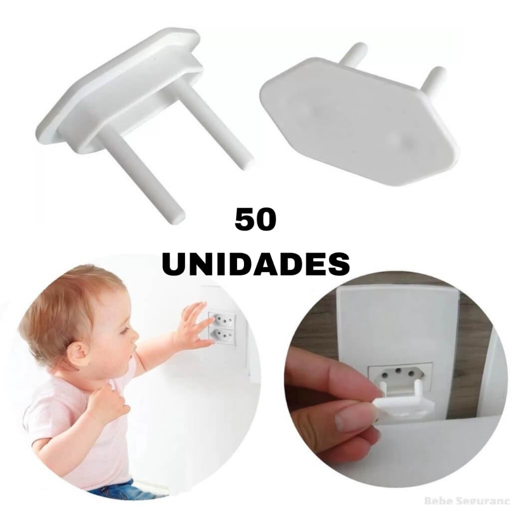 Kit 50 Protetor de Tomada Bebê Segurança Contra Choque Elétrico