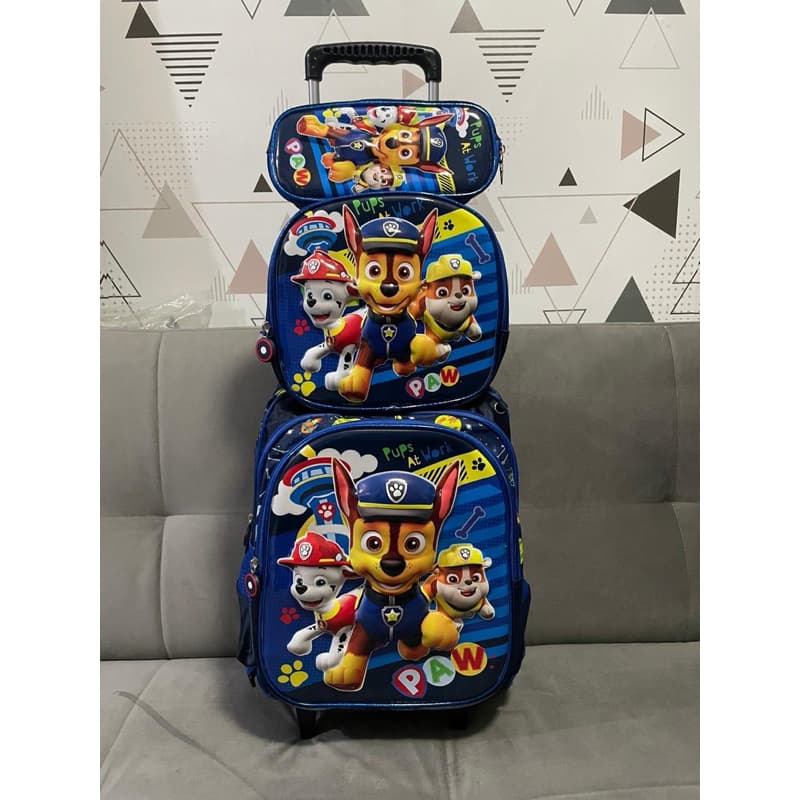 Lindo Kit Mochila Escolar Patrulha 2025 Lancheira E  Estojo Rodas