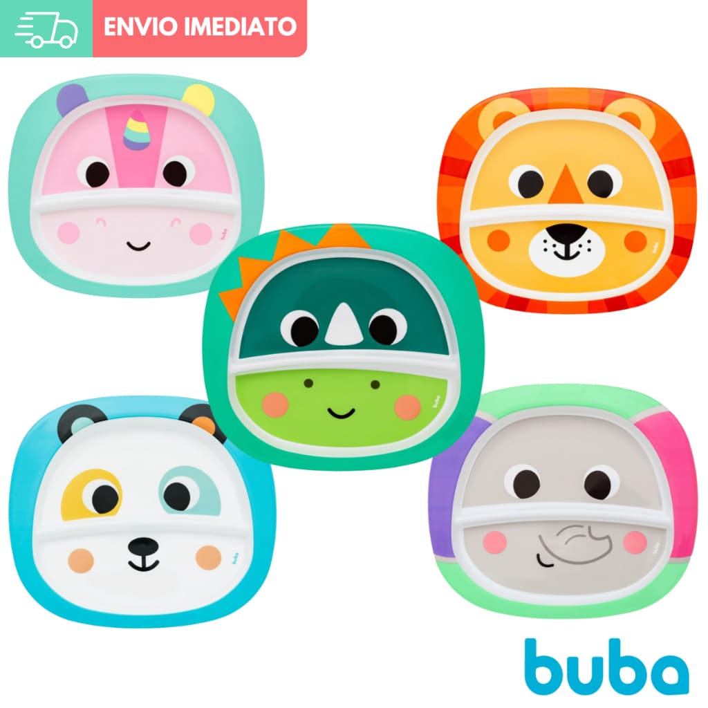 Prato Bebê Buba Com Divisórias Pratinho Infantil  Refeição Microondas