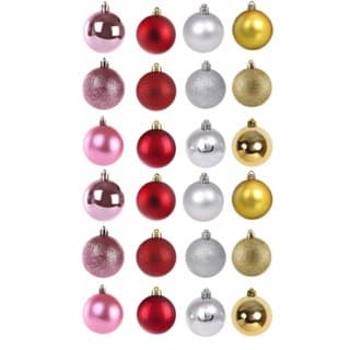 Bola de Natal grande dourada ou vermelha 7cm mista com 6 peças para árvore com lisa brilho e fosca kit bolas natalina