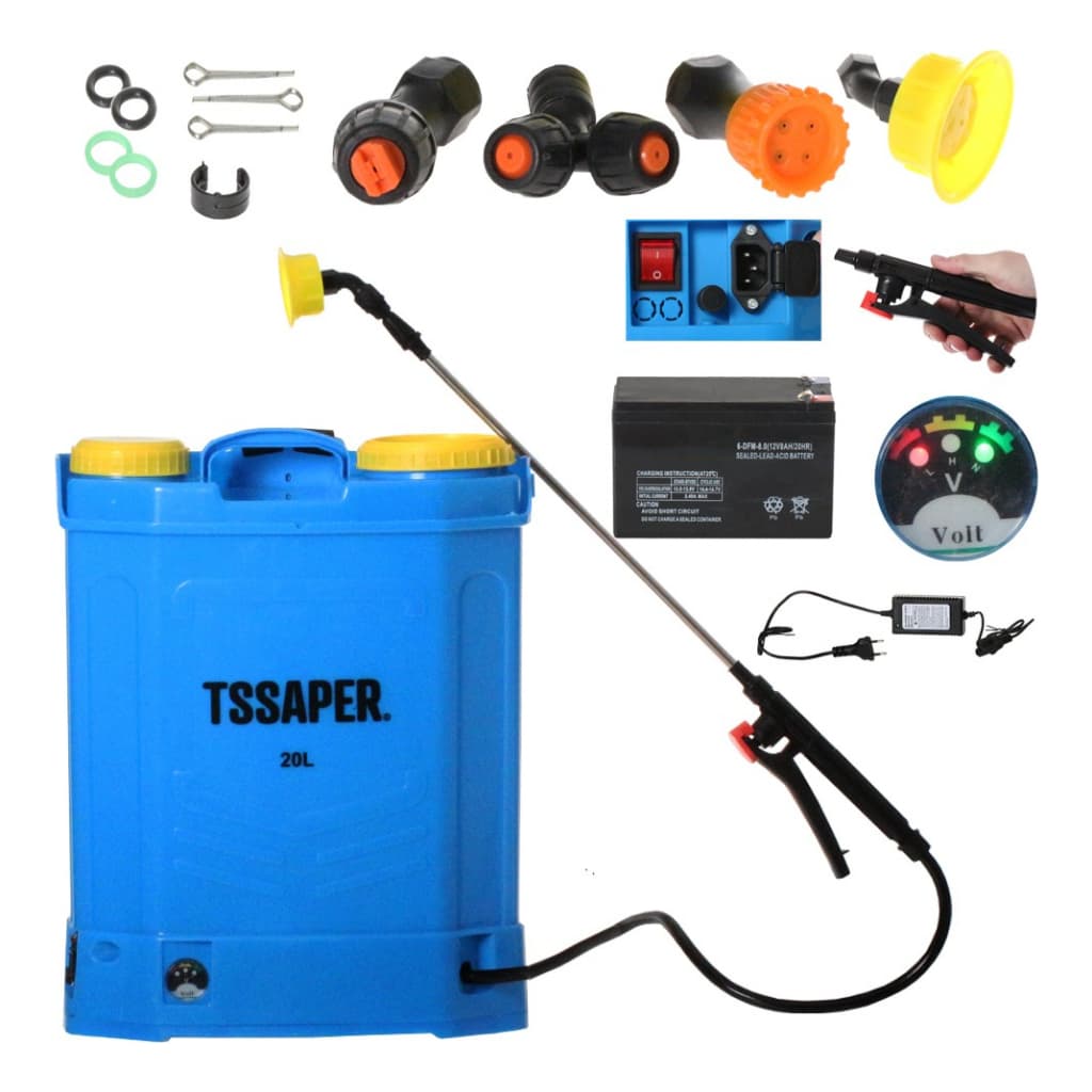 Pulverizador Costal Elétrico Á bateria 20 litros Bomba de Veneno Automático Bivolt THY-20l PROMOÇÃO