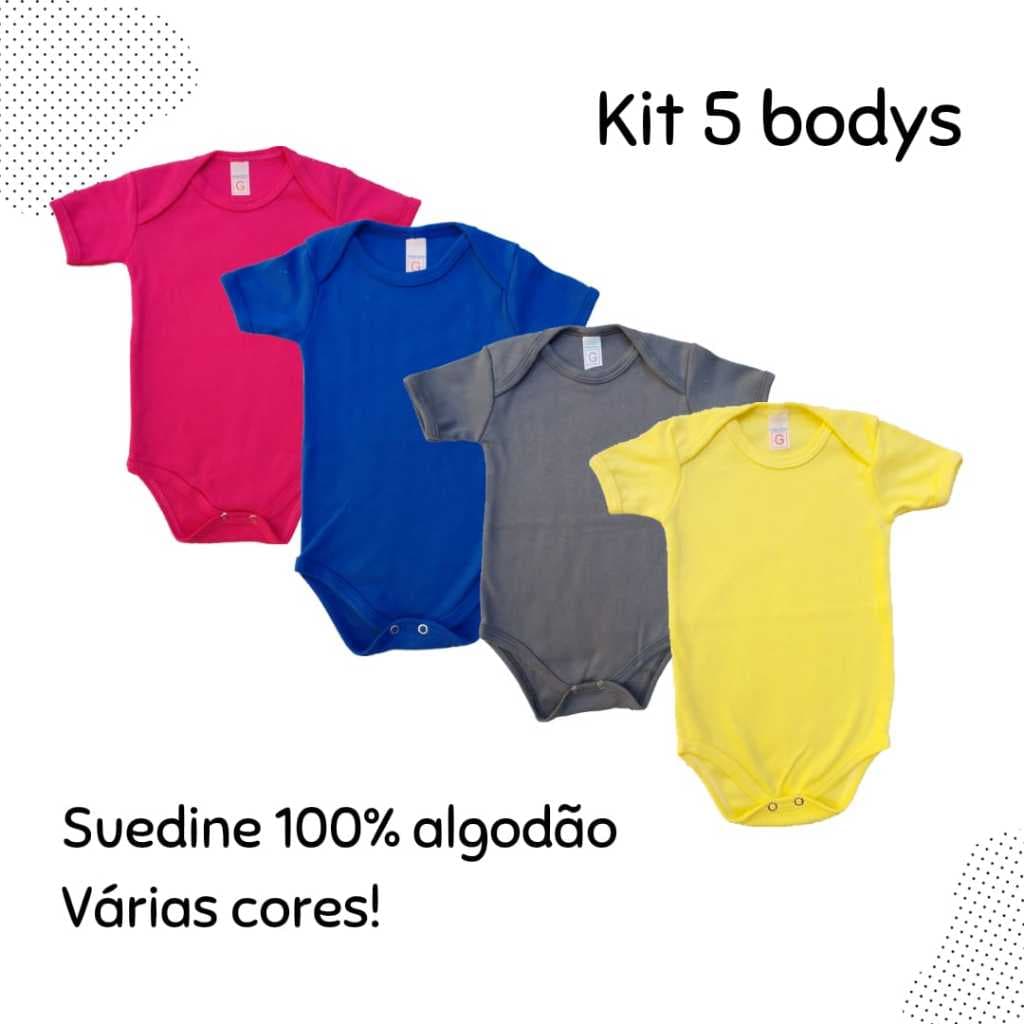Kit 5 Body Bebê Manga Curta ( VARIEDADES DE CORES) Super Promoção Suedine 100%Algodão