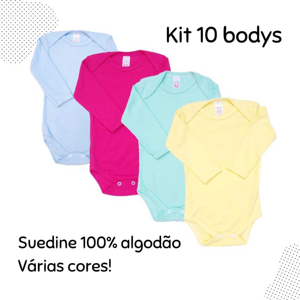 Kit 10 Bodys Lisos ( Cores Variadas) Suedine 100% Algodão PROMOÇÃO