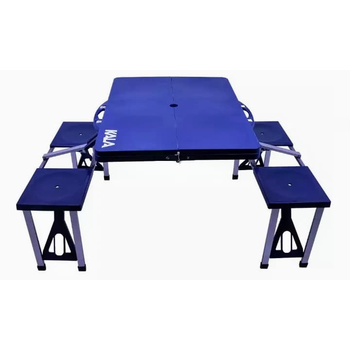 Mesa Camping Dobrável C/ 4 Banquetas Alumínio E Maleta Kala