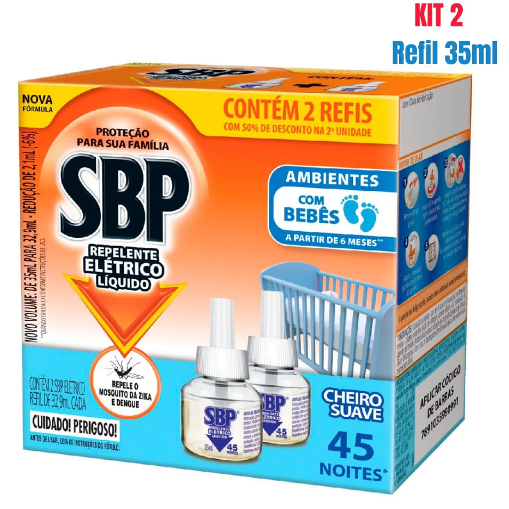 Kit 2 SBP Refil Elétrico Cheiro Suave de 35 ml Cada