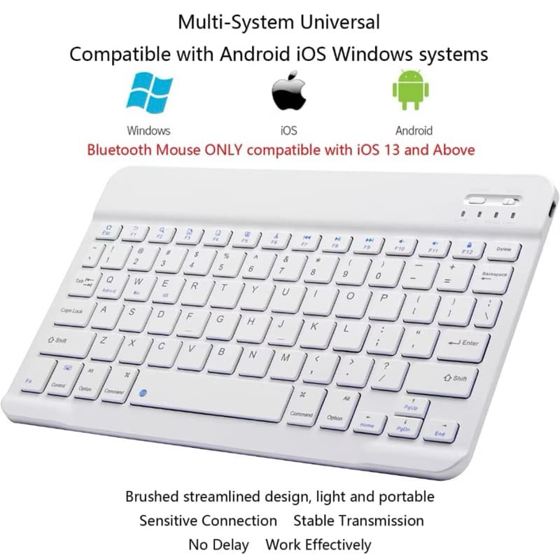 Conjunto de Teclado e Mouse sem fio Bluetooth IPAD e teclado leve e portátil