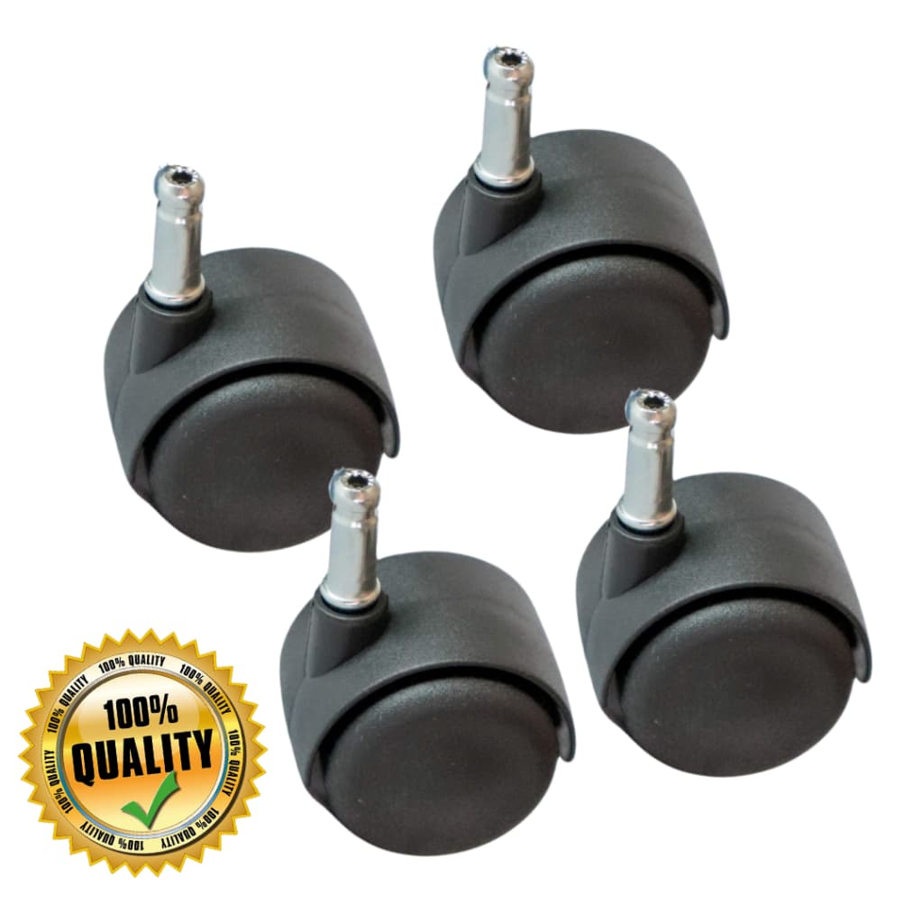 4 Rodízios para Cadeira de Escritório Rodinha de Pino 10mm Sem Anel Resistente Plástico Kit