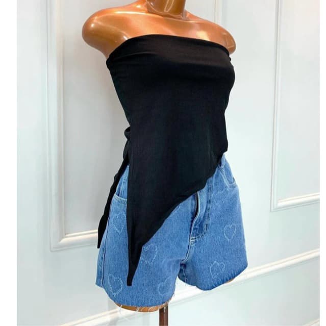 Blusa Feminina Tomara que Caia Assimétrica Forrada
