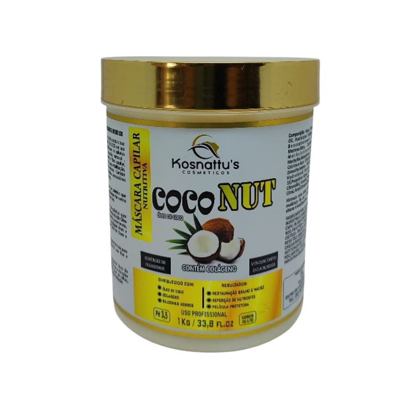 Máscara Capilar CocôNut 1KG Kosnattu's Cosméticos Anti-Porosidade Uso Profissional