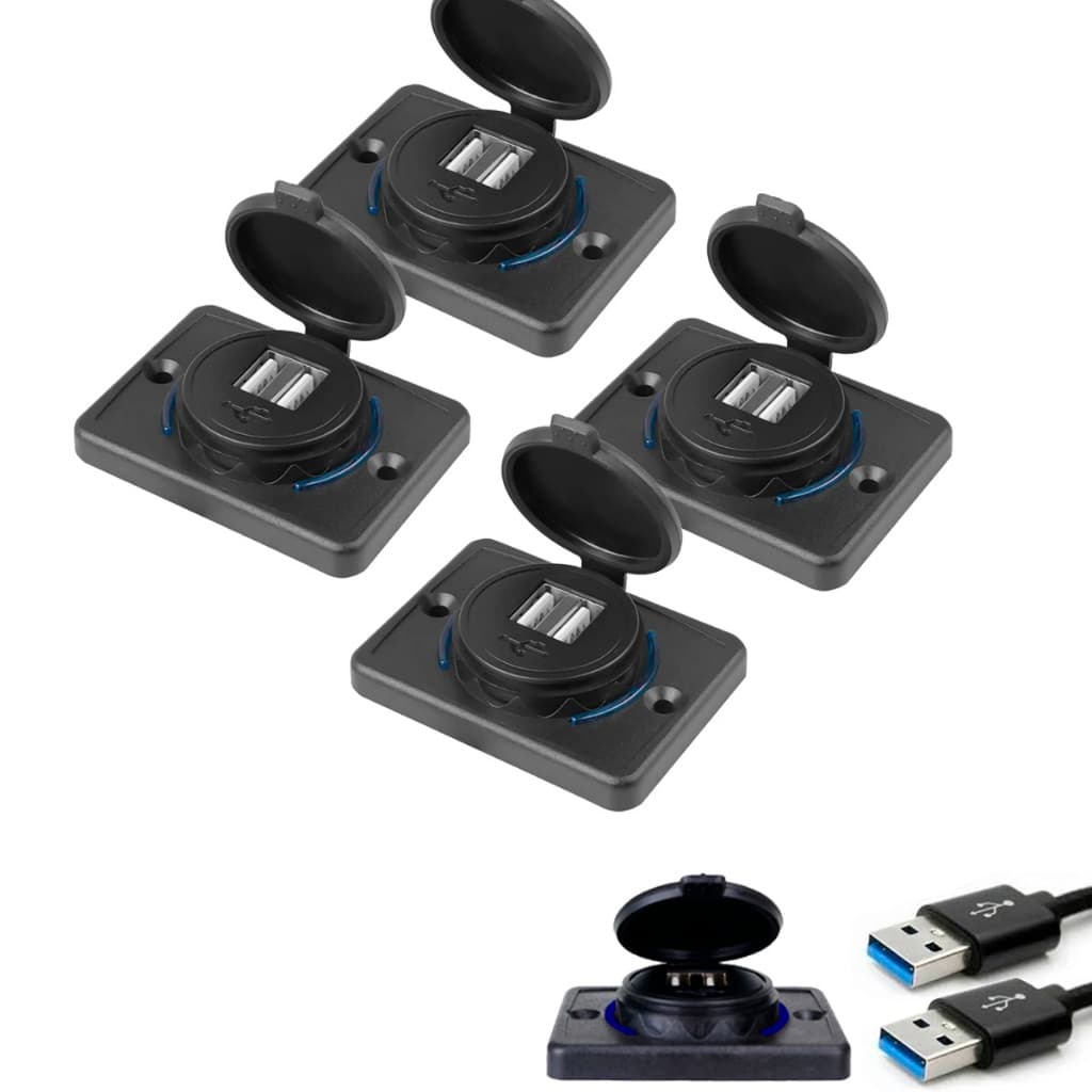 4 Tomada USB Veicular 12V 24V 3A Super Rápida para Carro Caminhão e Barco carregador de celular para carro