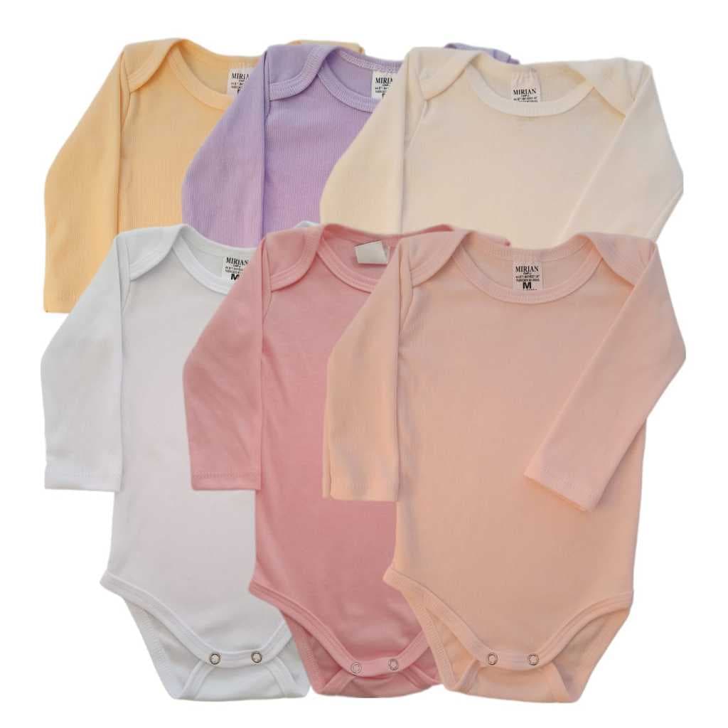 kit 5 Body bebe infantil malha canelada