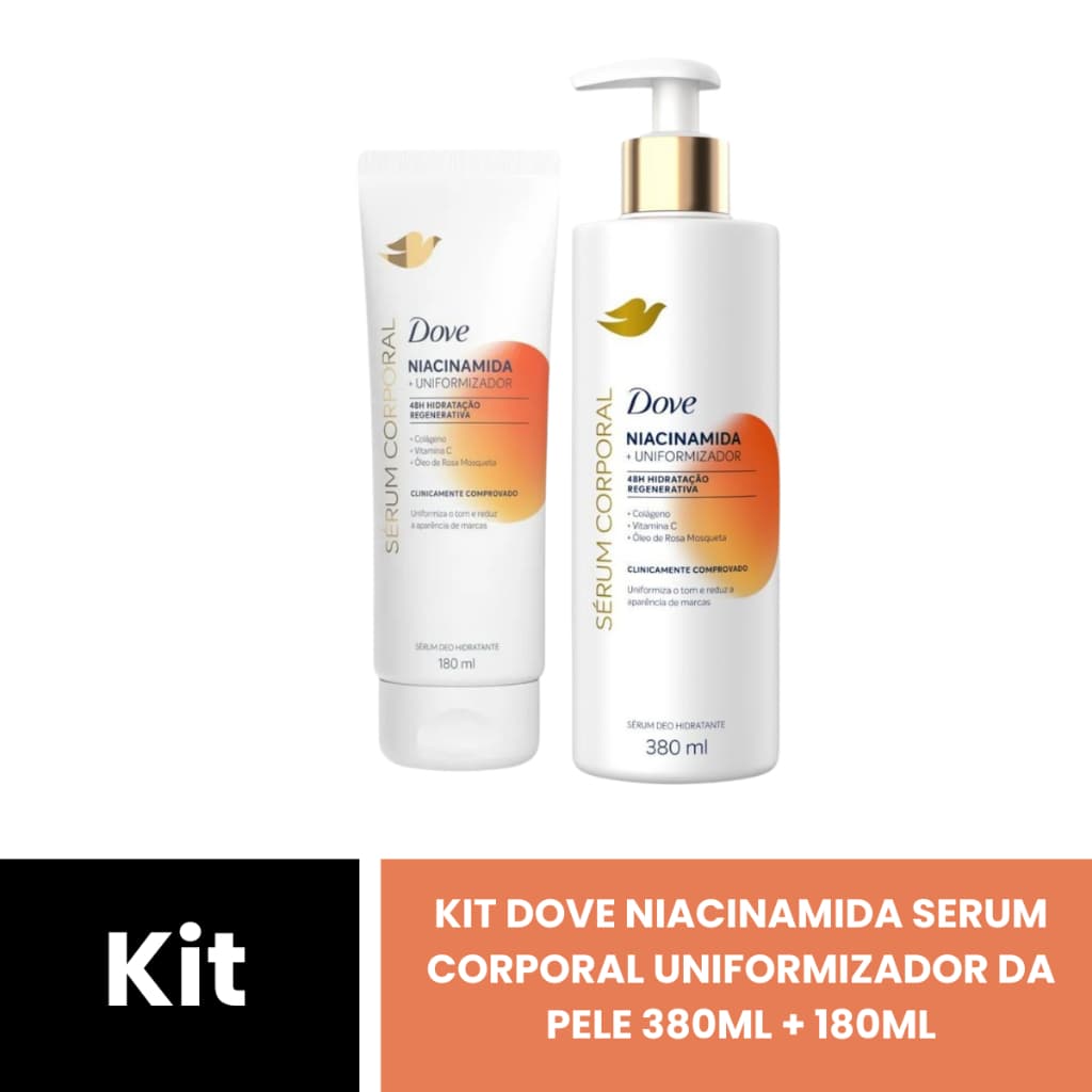 Kit dove serum hidratante corporal Niacinamida uniformizador da pele grande + pequeno 560ml - 2 produtos
