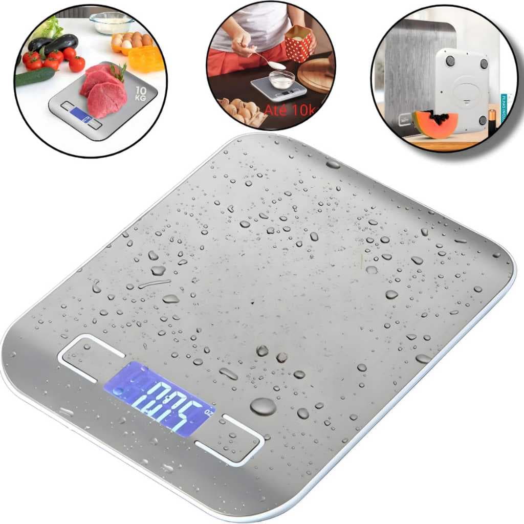 Balança Digital Cozinha De Precisão 10kg Aço Inox Culinária Alimentos Fitness Profissional Portatil