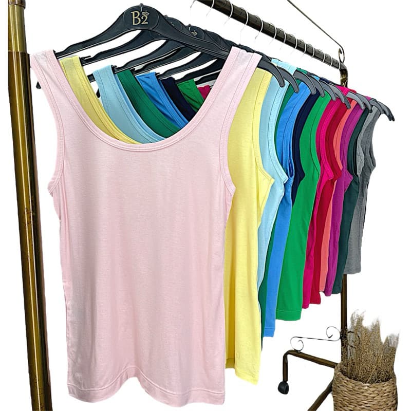 Regata Feminina P ao GG veste N50 Plus Size Regatinha alça larga básica viscolaycra com elastano