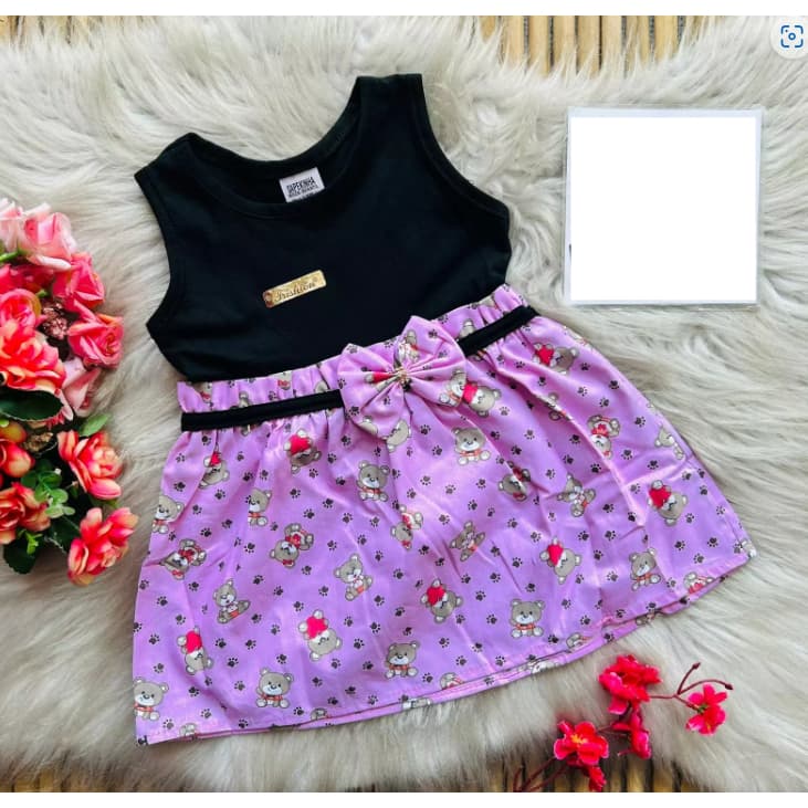 Vestido Romper de Bebê Menina Verão Lançamento Banho de Sol Passeio Algodão 3 a 6 Meses