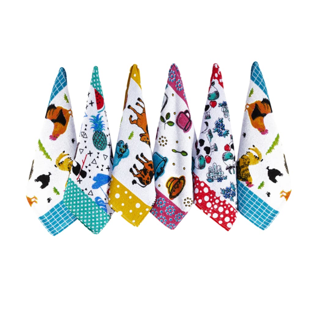 Pano De Prato Atoalhado Pano de Cozinha de Algodão Estampado Sortido 42x62cm KIt 6 Peças