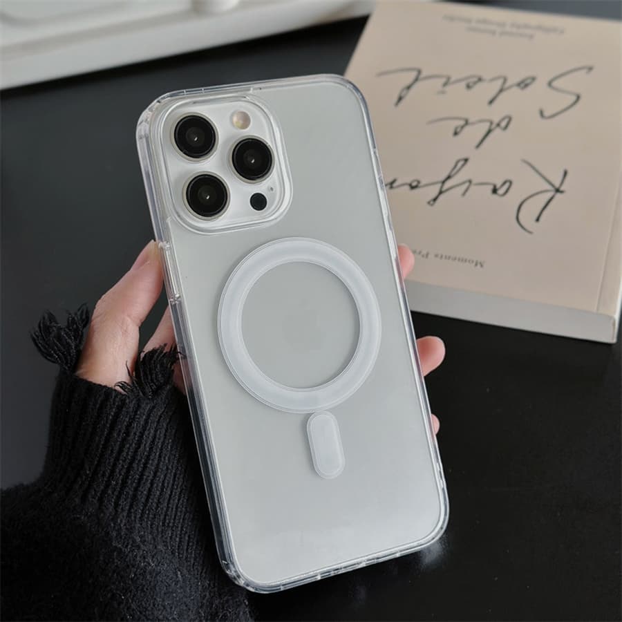 Capa Capinha Para iphone 7 XR 11 12 13 14 15 16 PRO MAX Simples Magsafe Magnética Acrílico Telefone