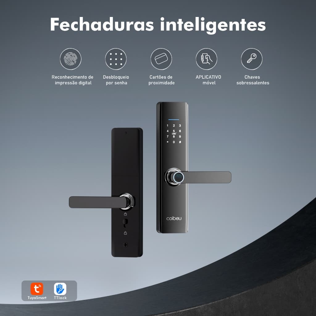 COIBEU Fechadura de porta combinada inteligente com impressão digital e App WIFI tuya